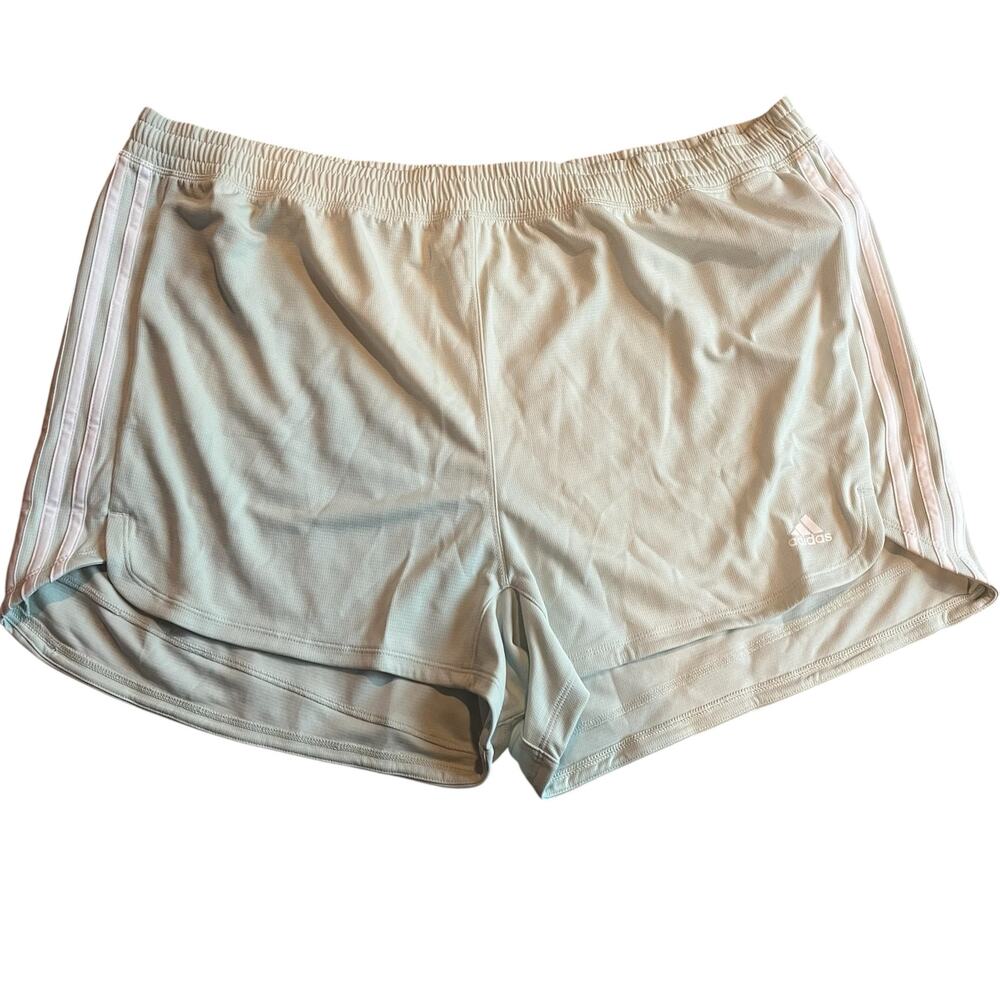 NWT! Adidas Women's Green / White Pacer 3 Stripes Knit Athletic Shorts Size 3X